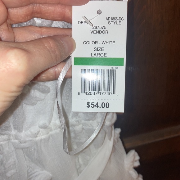 NWT Size Large, White, Flying Tomato, Swiss Dot, A Line Dress - Picture 5 of 9